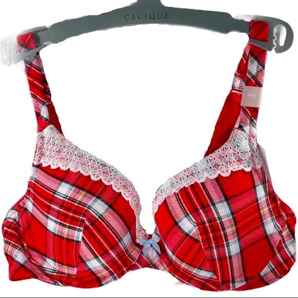 Cacique Other - 34B Laced Plaid Bra
